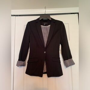 H&M Black Blazer with Striped Inner Lining - LIKE NEW!